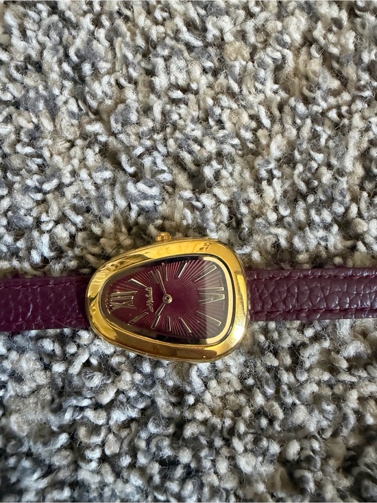 Urban Outfitters Accessories - Urban Outfitters Gold-Tone Teardrop Watch with Burgundy Dial and Strap